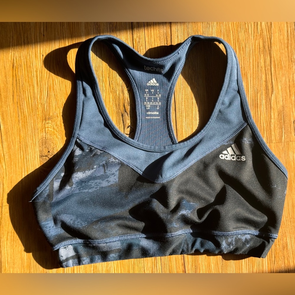 Adidas Climalite Black & Navy Techfit Small Sports Bra